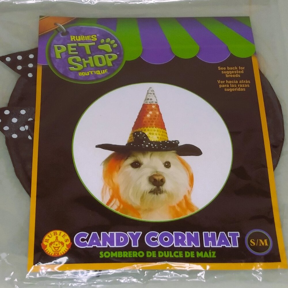 NIB Rubies Pet Shop Boutique Halloween Candy Corn Hat Orange Hair S/M Dog Or Cat